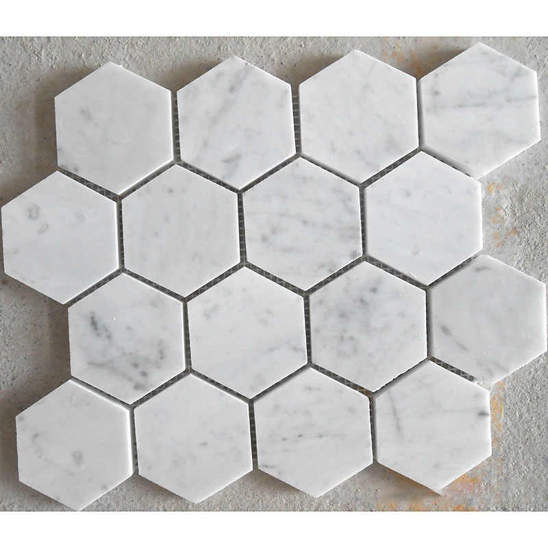Hexagon 70mm/Hexagon 3Inch in White Carrara